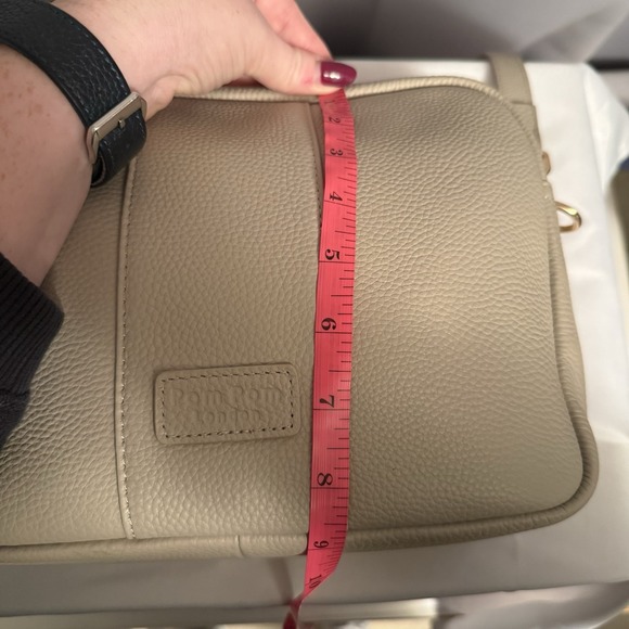 Pom Pom London City Plus Leather Crossbody Bag Purse Charm Stone Light Tan NWOT - Picture 14 of 16